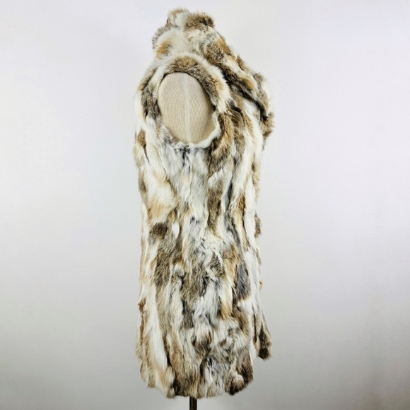 Arielle genuine rabbit fur high collar vest - Picture 5 of 14